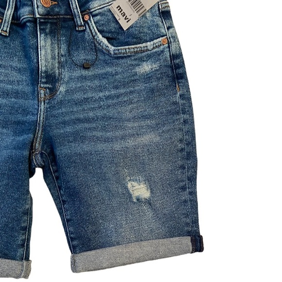 Mavi Jeans Alexis Bermuda Shorts Mid Rise Distressed Size 27 New - Picture 4 of 8